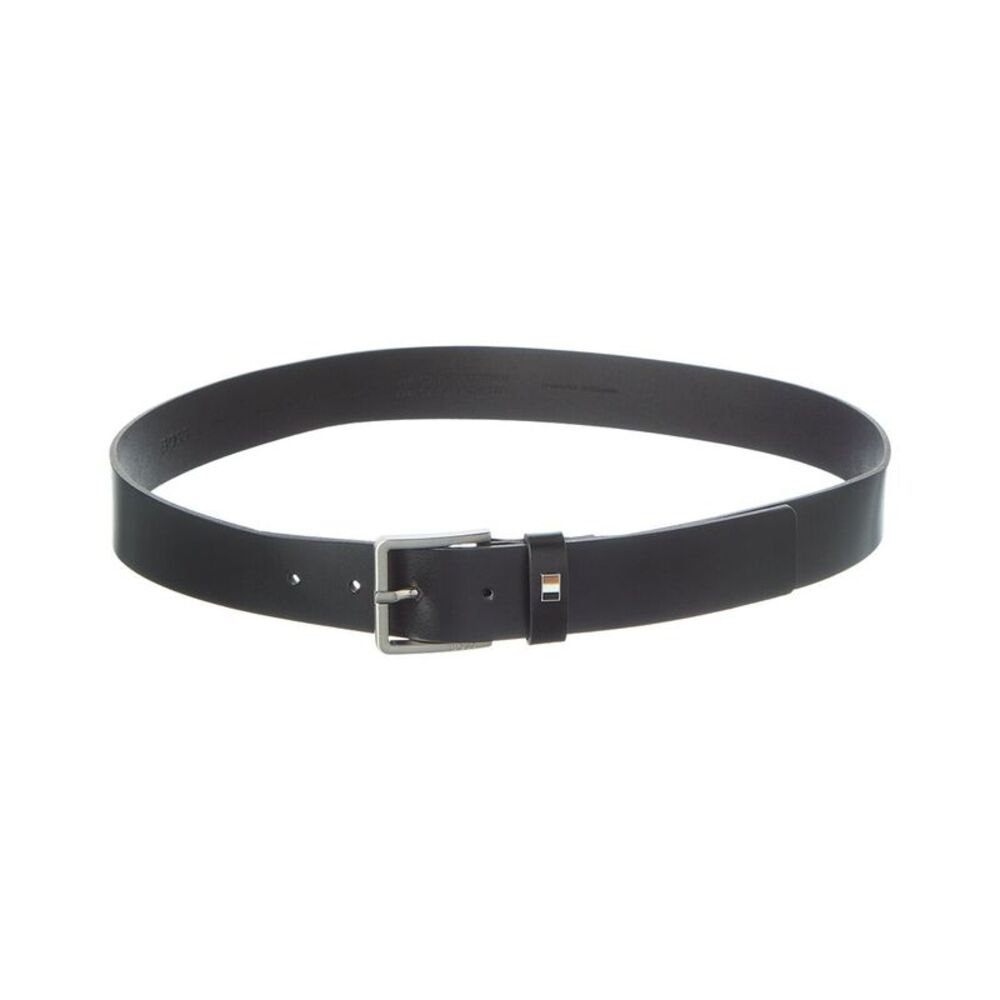 Hugo Boss Ther Flag Leather Belt, Black